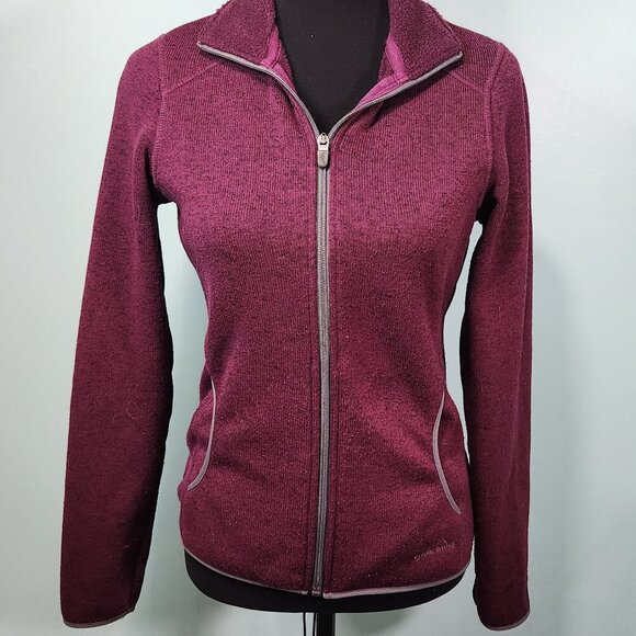 Eddie Bauer Fleece Jacket Size S Burgundy Zip Sweater  Outdoor Hiking Active - Picture 1 of 7
